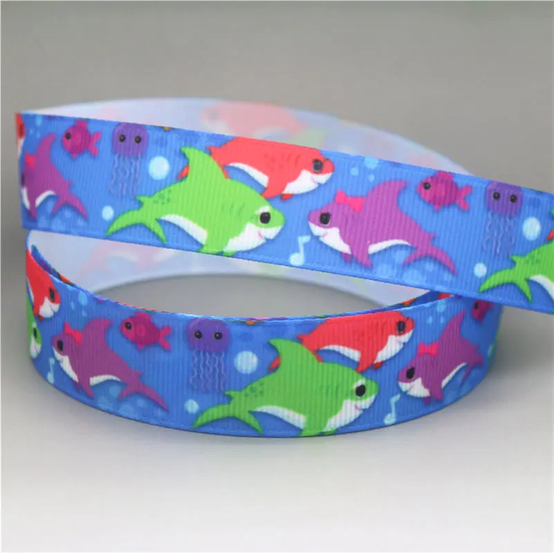 DHK 7/8 '✐ ярдов морская Акула КИТ Животные Печатные grosgrain ленточный аксессуар