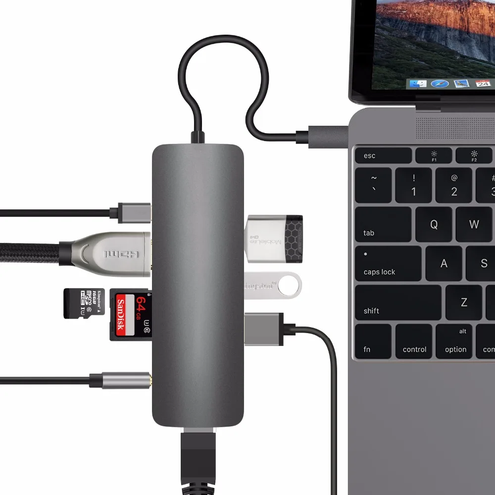 DZLST usb-хаб сплиттер 9 в 1 к HDMI RJ45 Gigabit Ethernet Тип C PD Зарядка 4 к видео HD аудио для Macbook DELL Galaxy S9+/S8