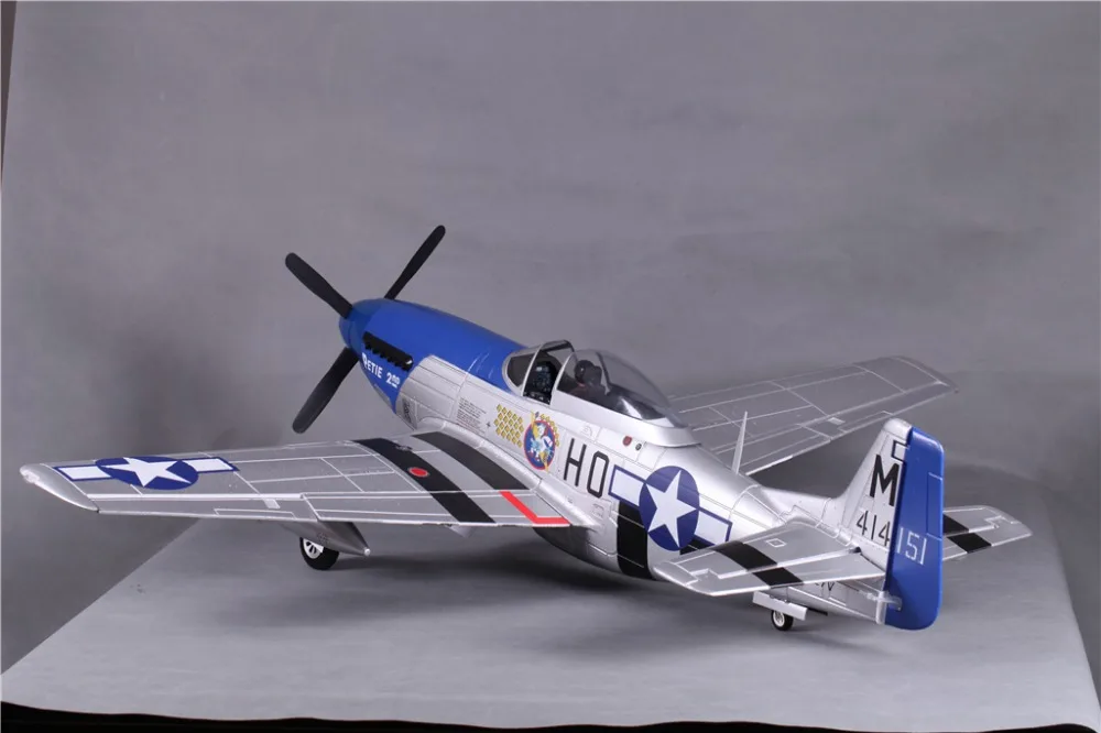 Радиоуправляемый самолет FMS 1450 мм 1 4 м P51 P 51D Mustang пити 2nd синий V8 6CH 4S приводимого в