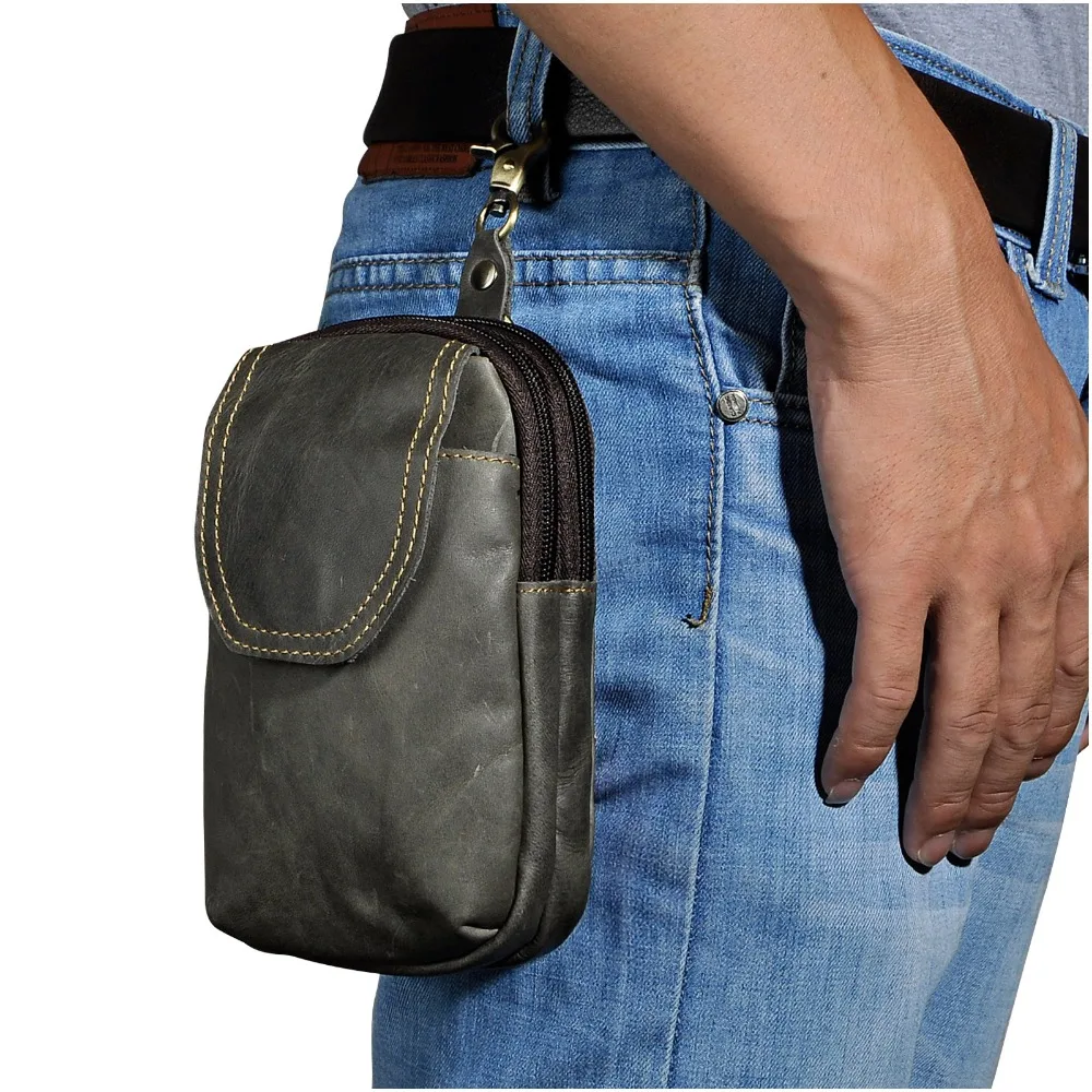 

Hot Sale Fashion Real Leather Small Summer Pouch Hook Waist Pack Bag Cigarette Case Phone Pouch Waist Belt Bag 013
