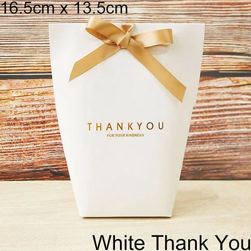 13.5x16.5cm Thankyou 5 шт. высококлассные черно-белые бронзовые "Merci" Сумки для конфет французские спасибо Свадебные сувениры Подарочная коробка посылка на день рождения - Цвет: 13.5x16.5cm Thankyou