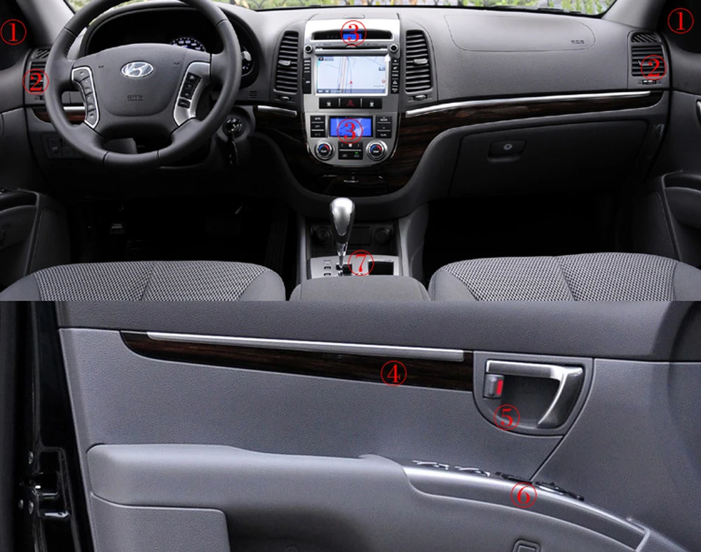 Для Старого hyundai SantaFe 2006-2012 внутренняя Центральная панель управления дверная ручка наклейки из углеродного волокна наклейки аксессуары для автомобиля