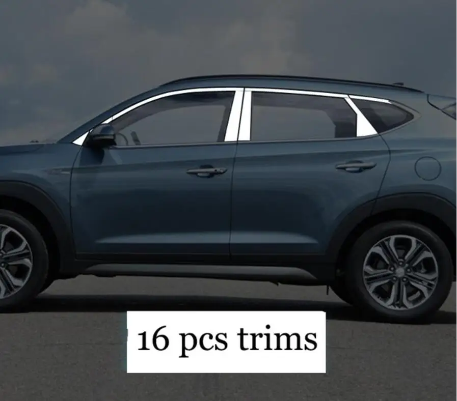 16 pcs trims Наружная крышка подоконника из нержавеющей стали, автомобильные аксессуары для hyundai tucson, Стайлинг автомобиля - Цвет: 16 pcs trims