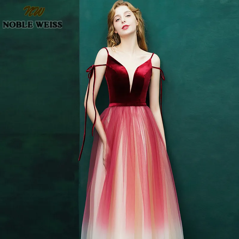 NOBLE WEISS Glamours темно красные платья для выпускного вечера 2019 сексуальное длинное
