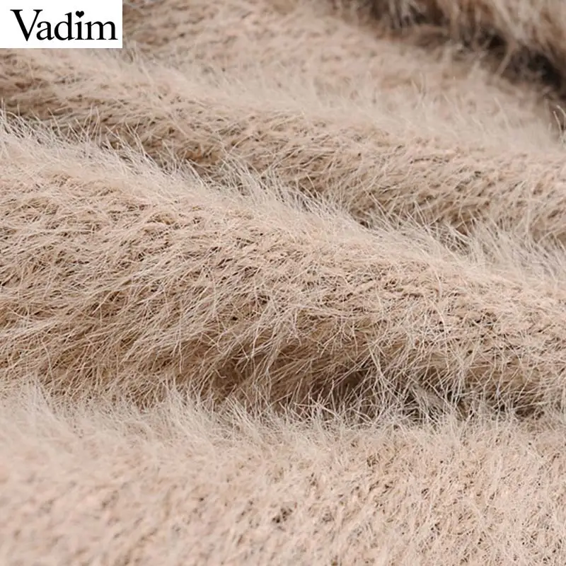 Vadim women turtleneck knitted basic sweaters winter warm cozy long sleeve stretchy pullovers female green white loose top HA183 | Женская