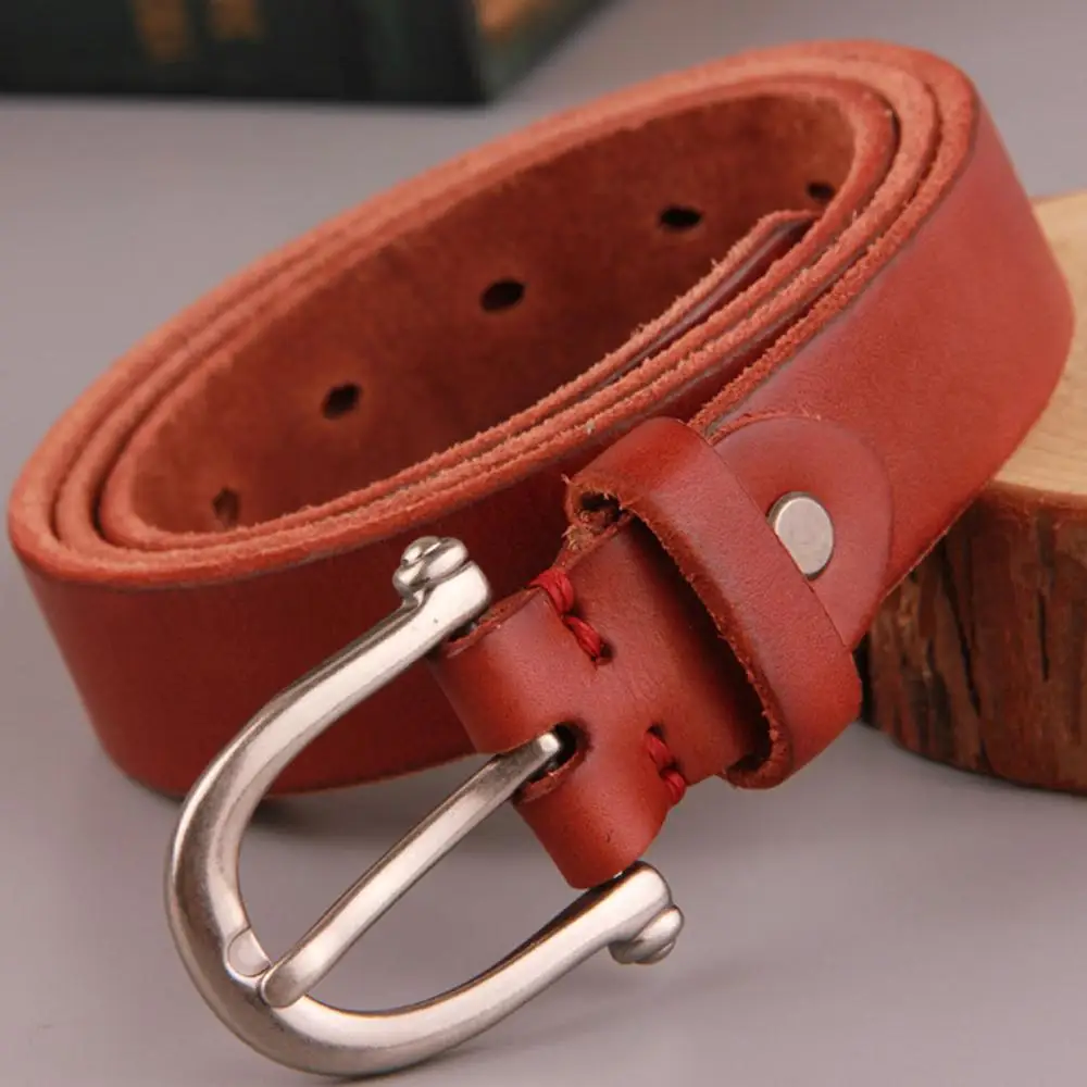 FAJARINA Retro Pure Cowskin Leather Belt Ladies Fashion Red Brown Clasp Buckles Cowhide Belts for Women Ornament 28mm N17FJ463