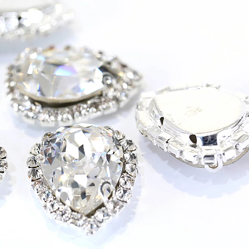 Стразы с прозрачными краями AB для пришивания 13x18 мм 20 шт.|sew on rhinestone|sew oncrystal clear ab |