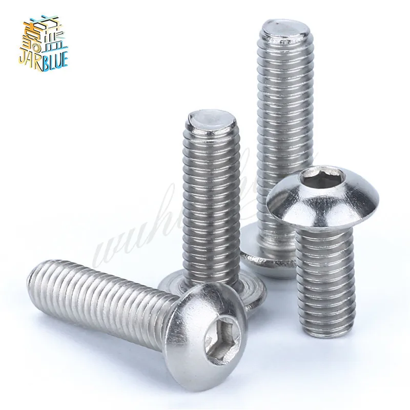 

100pcs or 50pcs ISO7380 M2 M2.5 M3 M4 M5 M6 Bolt A2-70 Button Head Socket Screw Bolt SUS304 Stainless Steel mushroom head screws