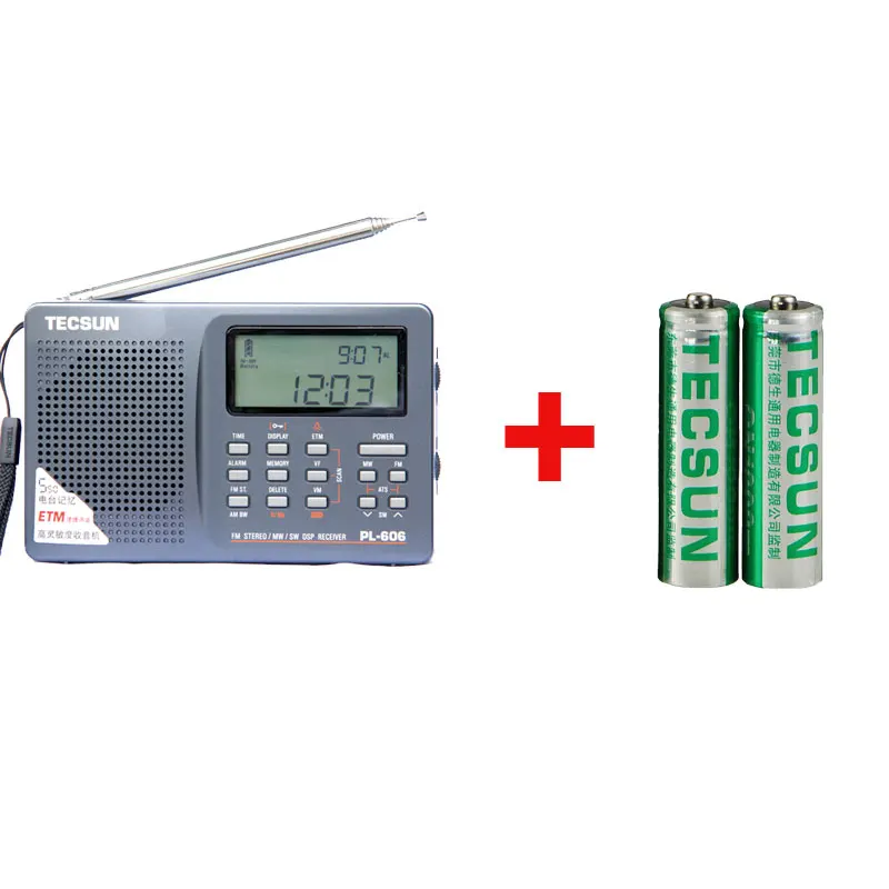 606gray-Battery-2 Tecsun PL-606 цифровой PLL портативный радио FM стерео/LW/SW/MW приемник DSP Интернет Радио FM: 64-108 МГц/LW: 153-513 кГц радио - Цвет: 606gray-Battery-2