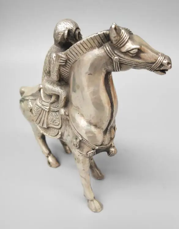 

Chinese white copper monkey Riding horse crafts statue