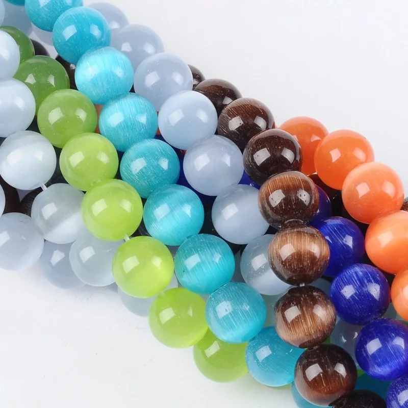 

10 Strands 4/6/8/10/12mm Animal Cat Eye Glass Beads Round Mixed Color For DIY Jewelry Accessories Finding Making Necklaces