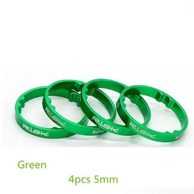 5mm Green Risk 4 шт., 5 мм, 10 мм, Велосипедная вилка, шайба, распорки, алюминиевый сплав, велосипедная гарнитура, шайба для поднятия руля, шайба - Цвет: 5mm Green