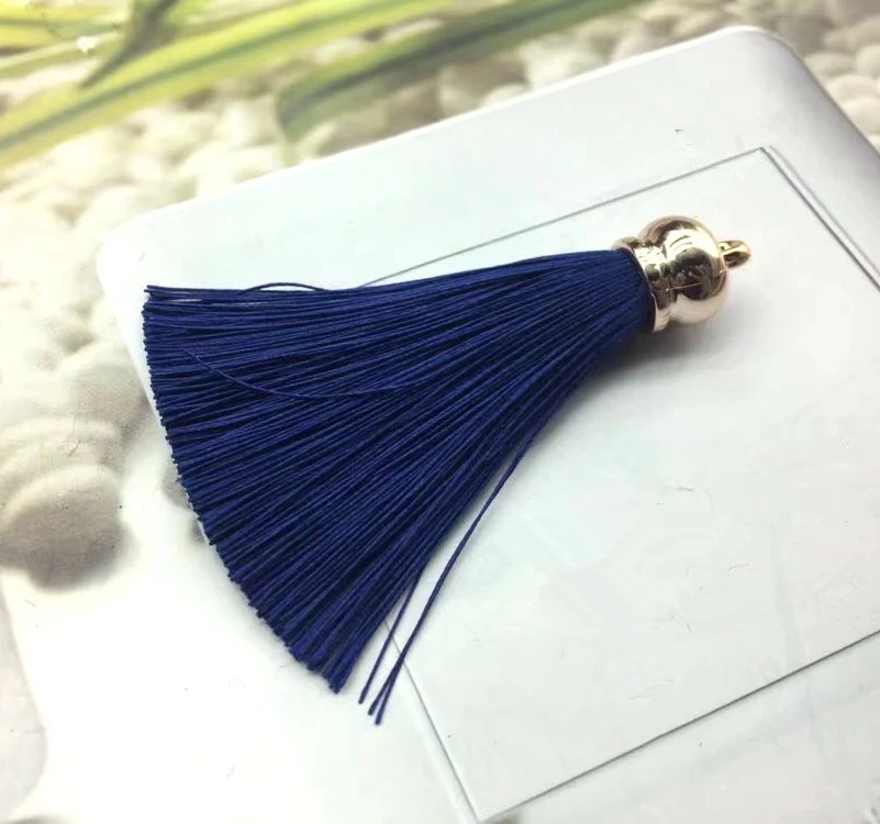 Navy blue 6 шт. Высококачественная шелковая металлическая Кепка мини-кисточки домашний текстильный занавес одежда подвеска для изготовления ожерелья подвески ремесленные кисточки - Цвет: Navy blue