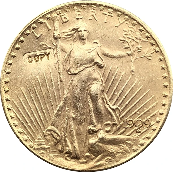 1909 S $20 монета св. Гауденс КОПИЯ БЕСПЛАТНАЯ ДОСТАВКА|coin bar|coins and currency valuescopying tools |