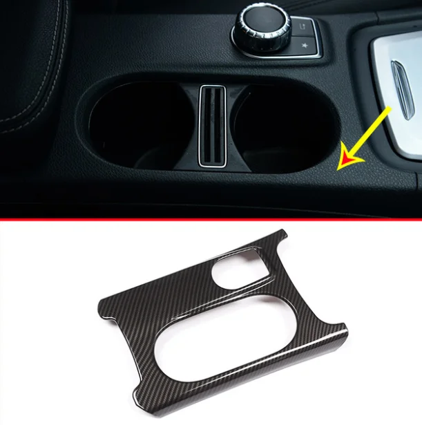 

Carbon ABS Chrome Cup Holder Cover Trim For Mercedes Benz A/GLA/CLA Class C117 W117 W176 X156 2012-17 AMG Car Accessory For LHD