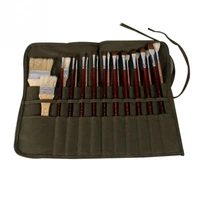 1pcs artist painting brush bag watercolor draw pen oil paint pen stationery cases holder roll up army green canvas pouch