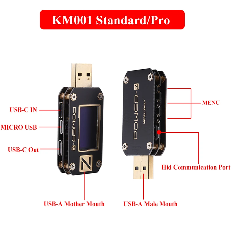 ChargerLAB power-Z PD тестер USB Напряжение Ток пульсация двойной тип-c KM001 Pro/стандартный измеритель power Bank детектор
