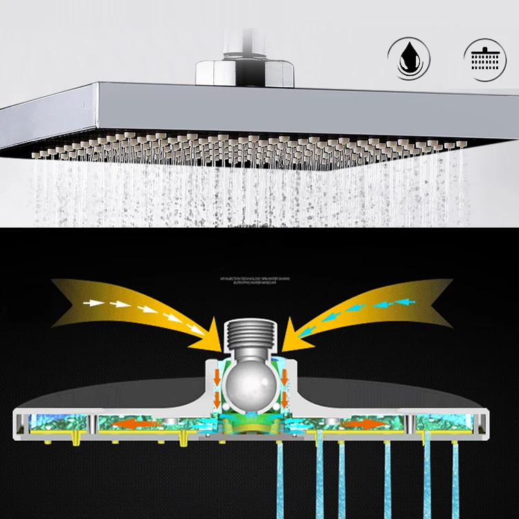 

8 Inch Bathroom Square Shape Top Rainfall Pressurrize Shower Head