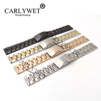 carlywet 14 16 18 19 20 21 22 23mm wrist watch band bracelet strap belt with single push clasp for rolex omega tudor breitling