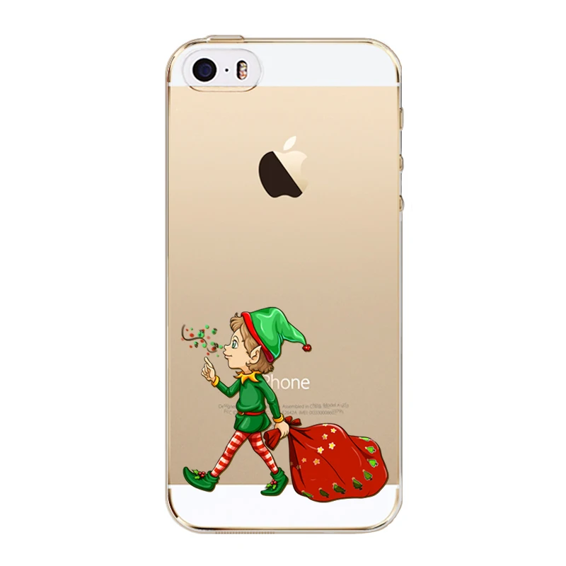 Merry Christmas Animals Phone Case Capa For iPhone 5 5s SE Coque Soft TPU Gift Celebration Santa Claus Deer Kids Back Cover |