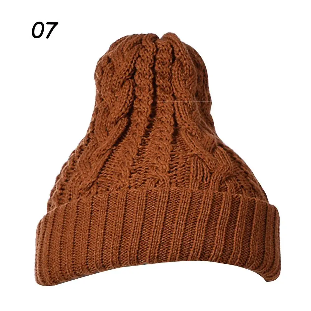 07 Tu Yellow Hat Sparsil,, унисекс, зимняя вязаная шапка для женщин, одноцветные шапки, твист, Толстая теплая шапка с черепом, Мужская одноцветная шапка с нитью - Цвет: 07 Tu Yellow Hat