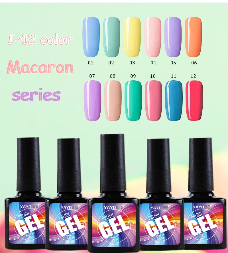 YAYOGE MACARON 10 мл Гель лак для ногтей Лак 12 цветов УФ светодиодный длительный