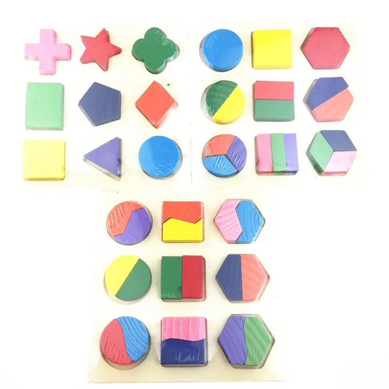 3 шт./компл. Детские деревянные игрушки геометрические Обучающие 3D блоки Игрушки