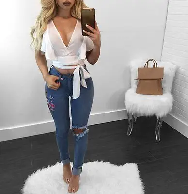 Сексуальное женское летнее платье с v образным вырезом платья рюшами без рукавов