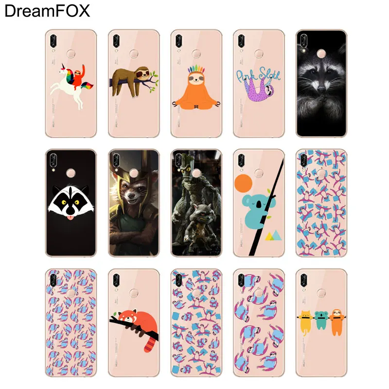 DREAMFOX M352 Ленивец и енот Мягкий ТПУ силиконовый чехол для huawei Honor 6A 6C 7X9 10 P20 P30 Lite Pro P