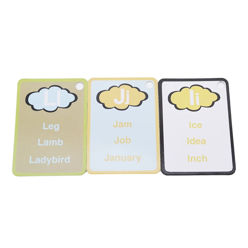 26 букв английские слова карты фонетики карманные дети Монтессори обучения