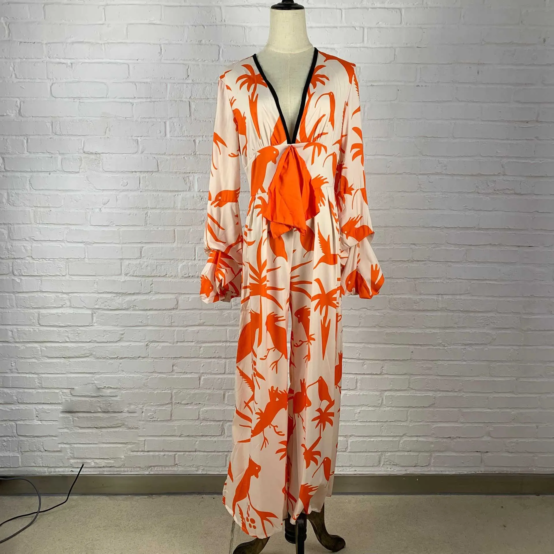 Женский комбинезон с длинным рукавом богемные комбинезоны широкими штанинами и