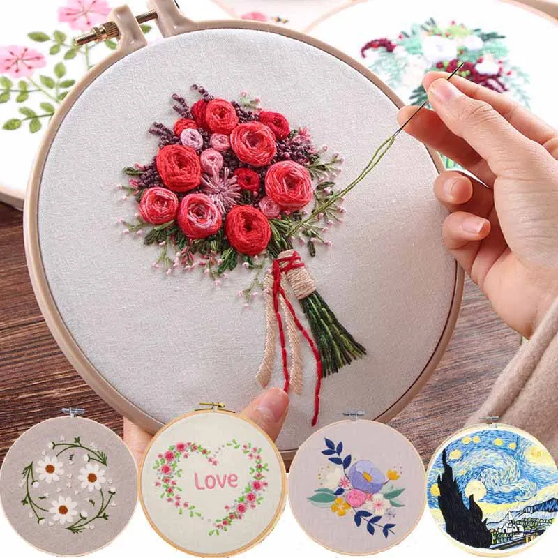 Европа DIY ленты цветы Набор для вышивки с рамкой для начинающих наборы для рукоделия вышивка крестиком серии рукоделие швейный Декор