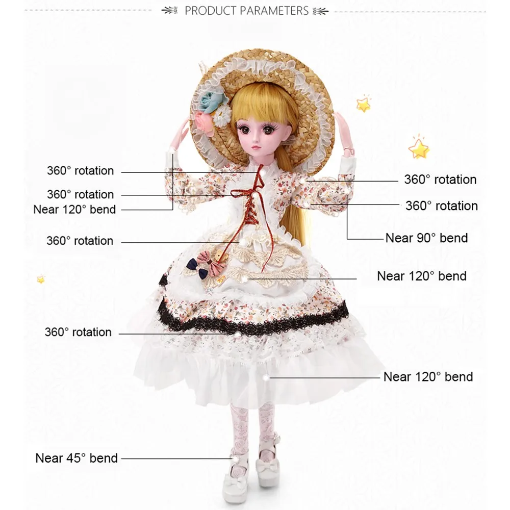 1/3 BJD кукла 60 см/23 6 дюйма Высота 19 шариковых шарнирных кукол (парик + обувь одежда