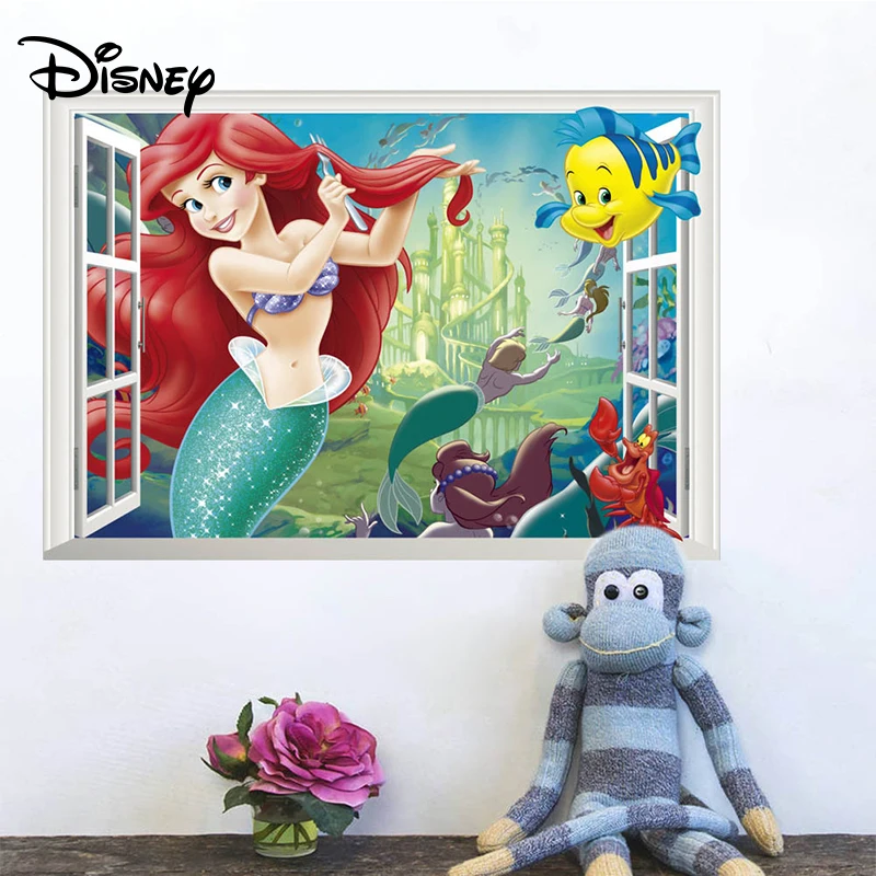 Стикер Disney милый наклейка с русалкой стикер спальня Детский фон стены Принцесса