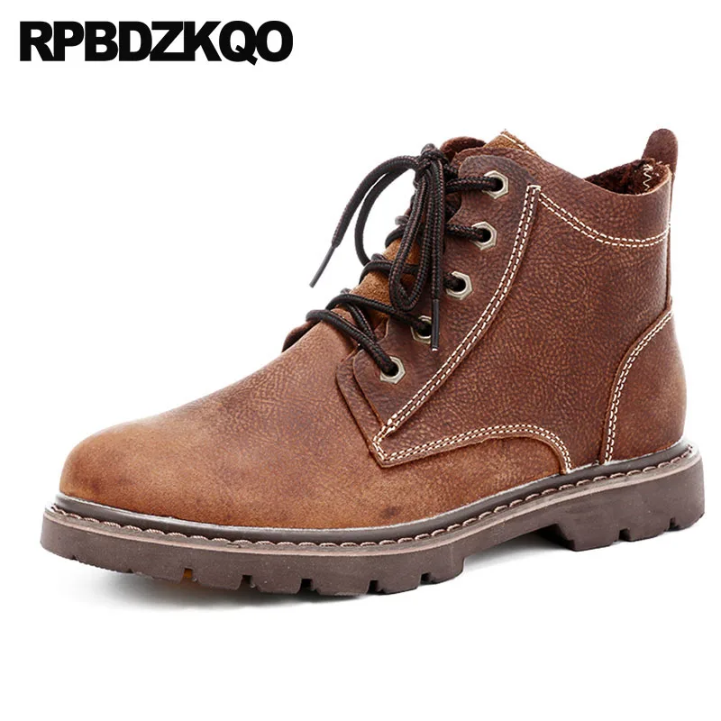 

Lace Up Retro Combat Boots Army Chunky Brown Italian Men Shoes Ankle Autumn Designer Military 2021 Full Grain Leather Booties