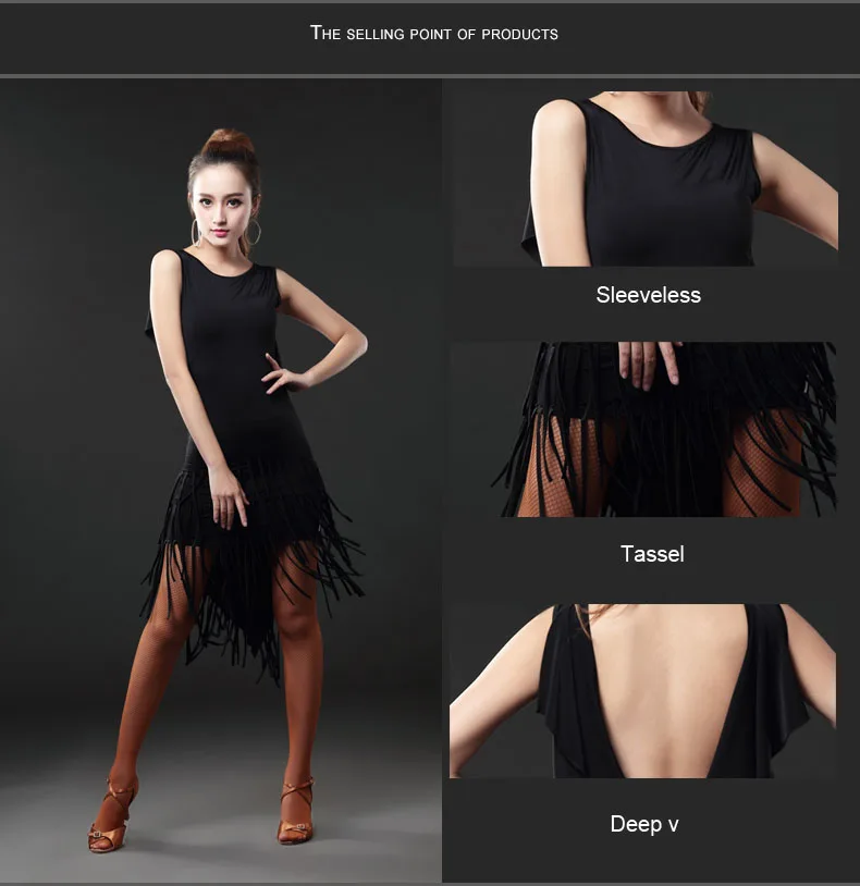 Латинский шелк Глубокий v-образный вырез танец Vestido для женщин сальса танго Румба Фламенго бальные современные костюмы A304