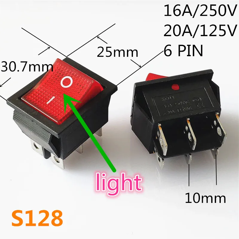 S128 SPST KCD 3PIN 6PIN вкл/выкл квадратный лодочный кулисный переключатель DC AC 16A/250V Автомобильная приборная панель пластиковый переключатель дропшиппинг - Цвет: S128