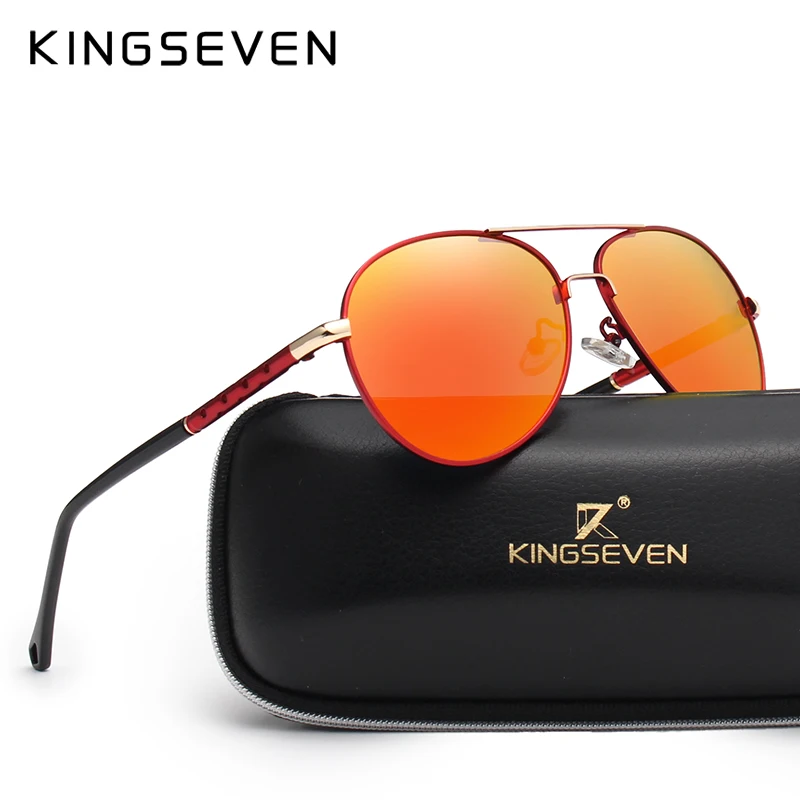 

KINGSEVEN Brand Design Pilot Sunglasses Men and Women Polarized Mirror Hollow Frame UV Glass Goggles For Driving Fishing N7866