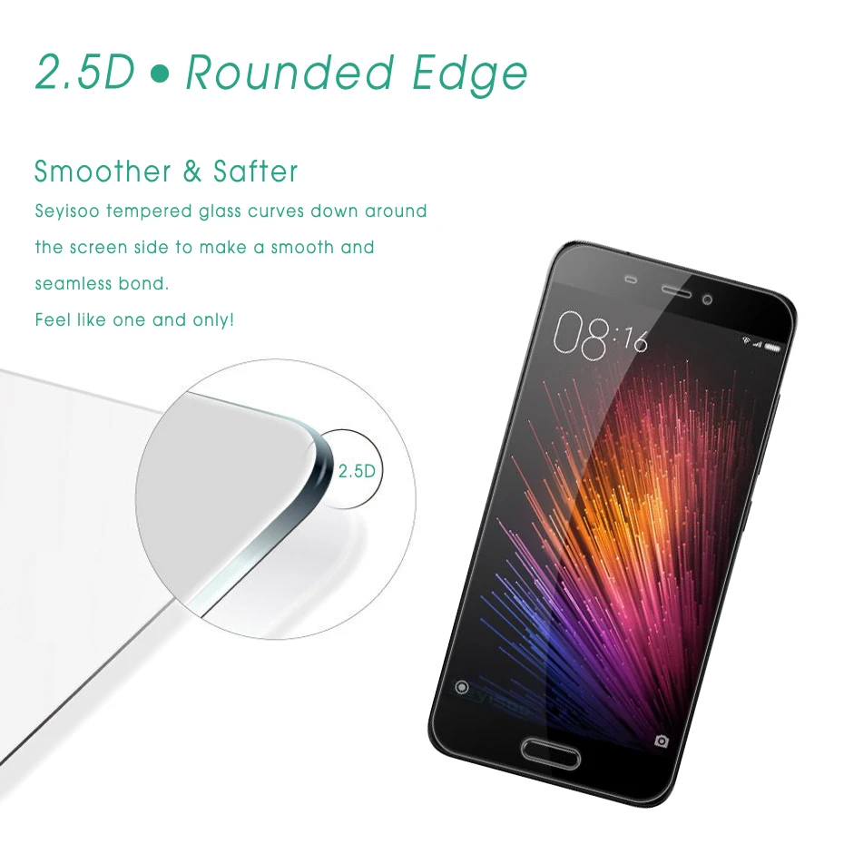

[3 Pack] Original Seyisoo Highly Responsive 2.5D Glass Tempered Screen Protector Film For Xiaomi Mi5 Xiomi Mi 5 Pro Protection