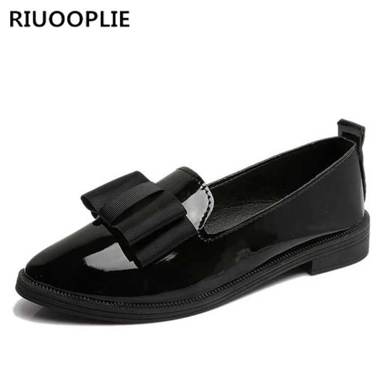 RIUOOPLIE/Женская обувь на плоской подошве сезон весна-осень лоферы с бантом