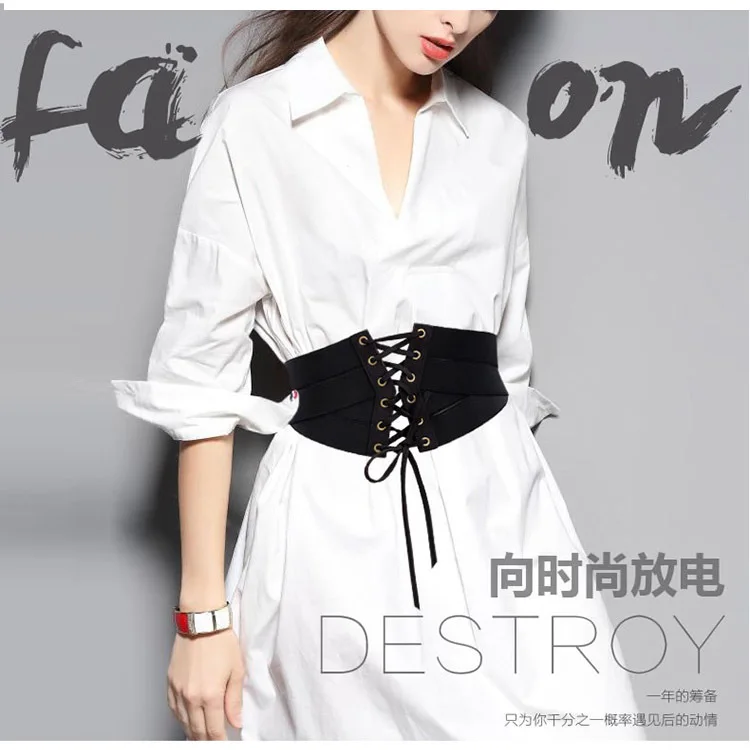 

Adult Retro Tassel Waistbelt Girls High Waist Wide Belt Lady Decorative Dress Waistbelt High Elastic Ultra Wide Waist B-9140