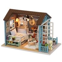 cute families house diy doll house hand assembled model house kids toys wooden gifts children juguetes brinquedos