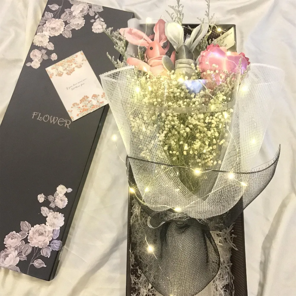 Плюшевые желтая утка кукла игрушка желая кролик сушеный цветок море Лаванда LED