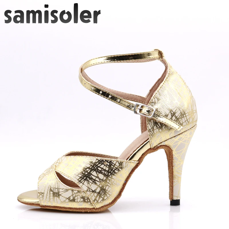 Женские бальные туфли Samisoler серебристые вечерние для латиноамериканских танцев