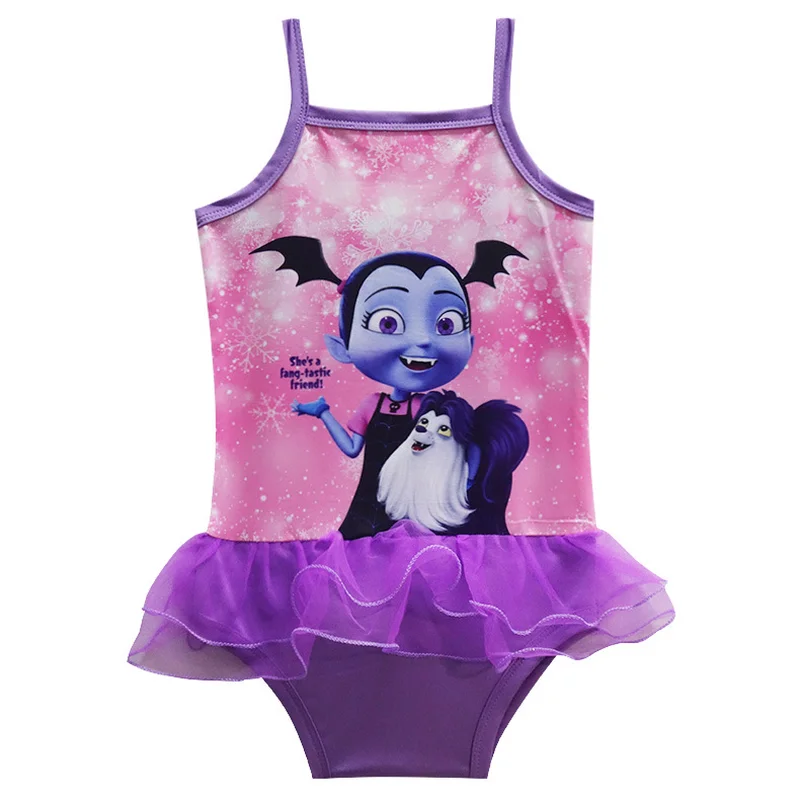 Новинка 2018 платье для девочки Vampirina бикини vaiana цельнокроеное плавания с бантом