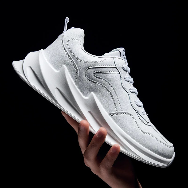 Men Shoes Chunky Sneakers Breathable Tenis Masculino Off Leather Light White Footwear Lace Up Boys Shark Zapatos Hombre | Обувь