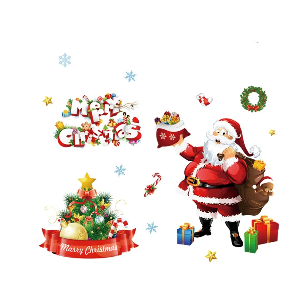High Quality Wall Stickers Christmas Ornaments Decoration Home Living Room Snowman Socks Decal Window | Дом и сад