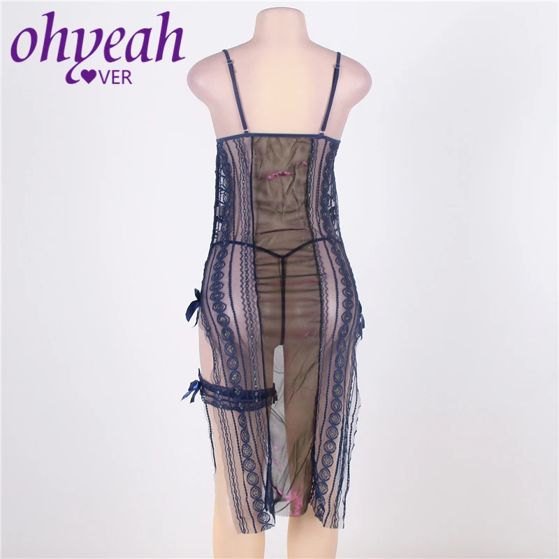 Ohyeahlover модное порно Нижнее белье длинное прозрачное женское Платье с боковыми