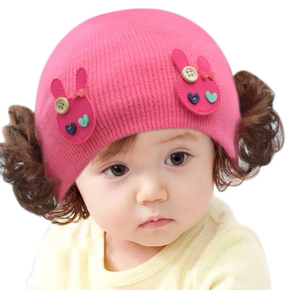 Baby Hats Knitted Funny Props Boys Accessories Infant For Wig With Newborn Cap Winter Girls Photography | Детская одежда и обувь