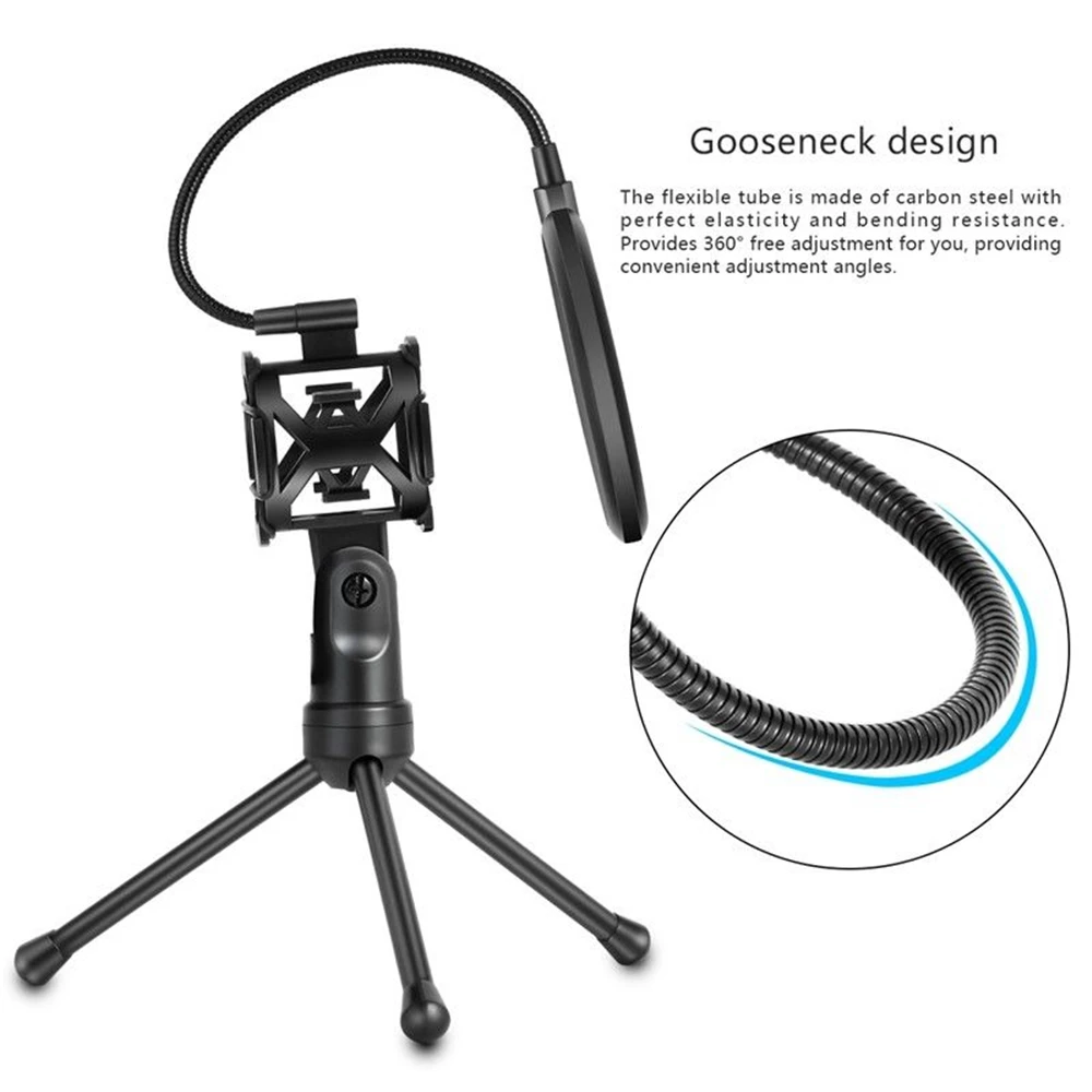 Mini Microphone POP Filter Shockproof Desktop Tripod Stand Mount Mic kits | Электроника